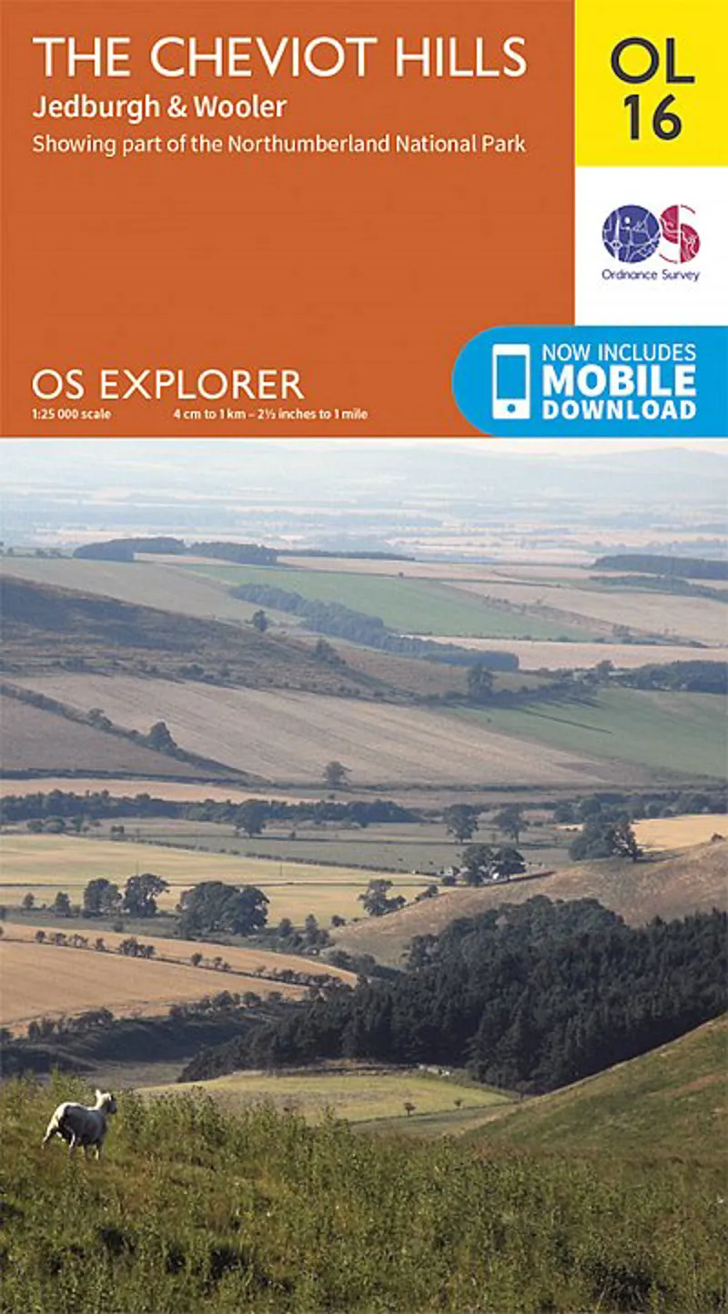 OS Explorer Map 16 - The Cheviot Hills Jedburgh and Wooler